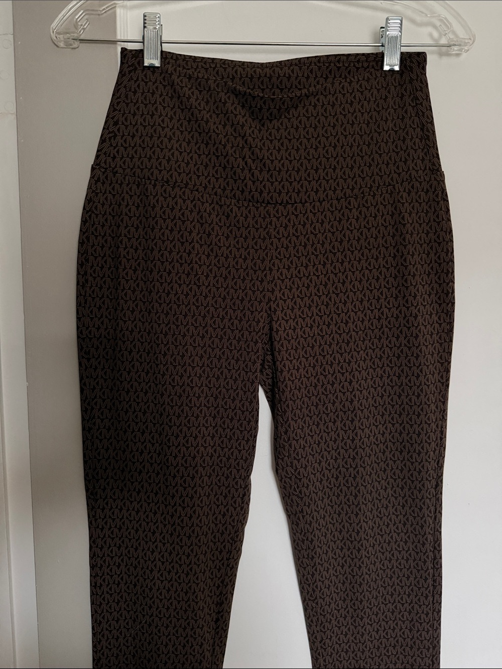 NWOT Michael Kors Dark Brown Monogram High-Rise Leggings